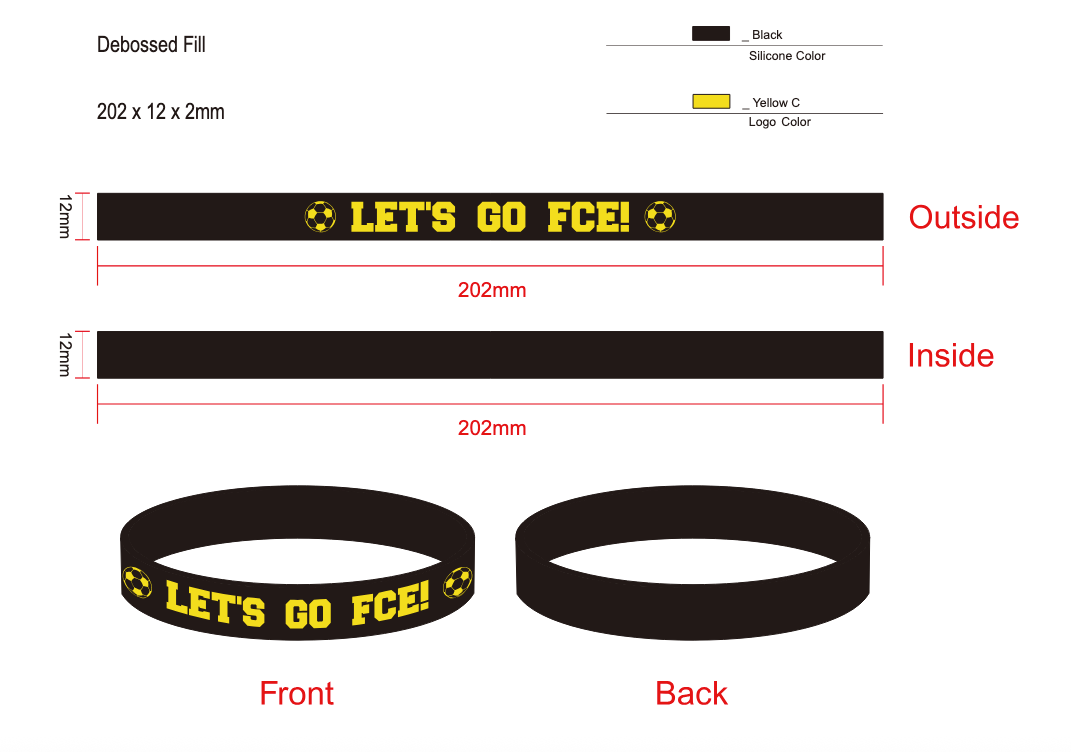 1/2" Debossed Silicone Wristband with Colorfill