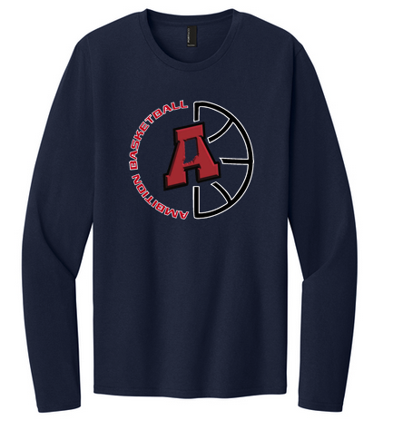 Half Basketball Logo Port & Co™ Easy Cotton Long Sleeve Tee