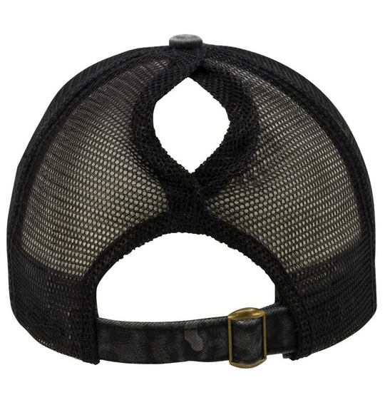 Women's Printed Visor Cap with Ponytail Opening