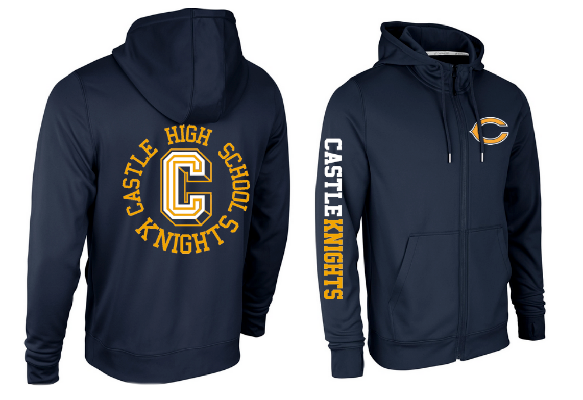 Athletic Poly Fleece Zip Up Hoodie