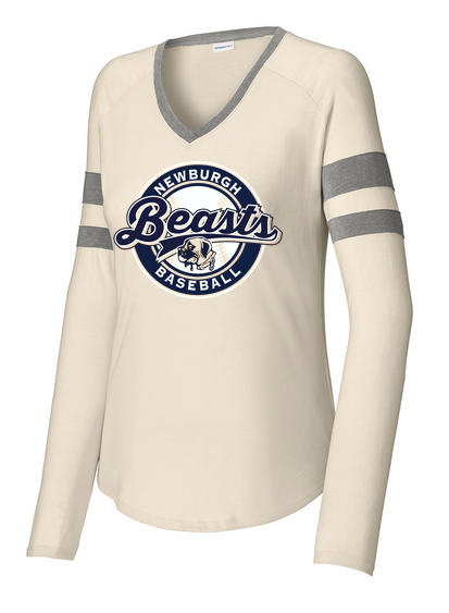 Women's Halftime Stripe Long Sleeve V-Neck Tee