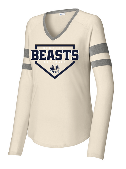 Women's Halftime Stripe Long Sleeve V-Neck Tee