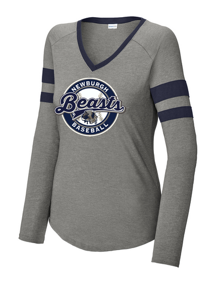 Women's Halftime Stripe Long Sleeve V-Neck Tee