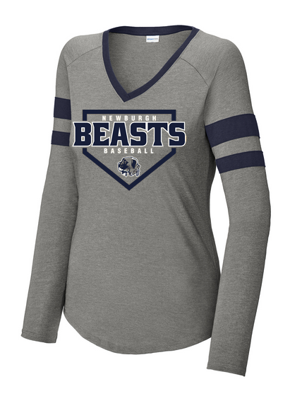 Women's Halftime Stripe Long Sleeve V-Neck Tee