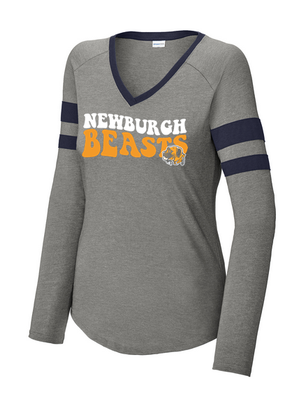 Women's Halftime Stripe Long Sleeve V-Neck Tee