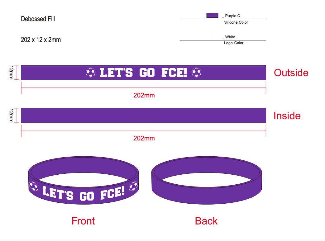 1/2" Debossed Silicone Wristband with Colorfill