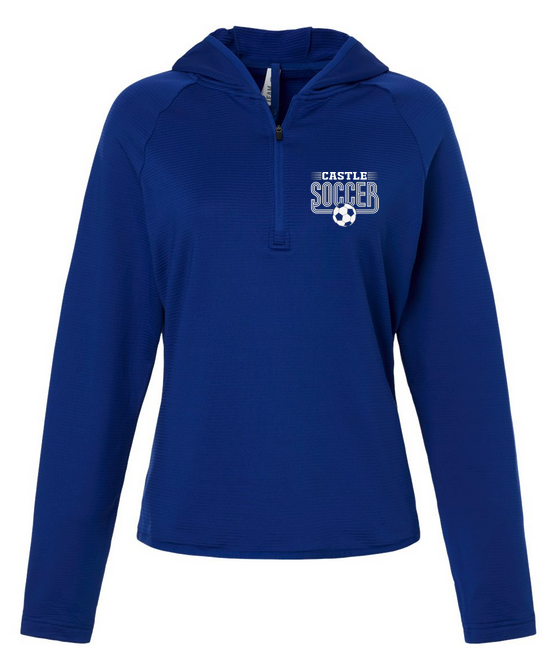 Women's Quarter-Zip Hooded Pullover w/ Thumb Holes