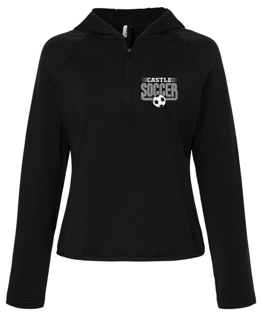 Women's Quarter-Zip Hooded Pullover w/ Thumb Holes